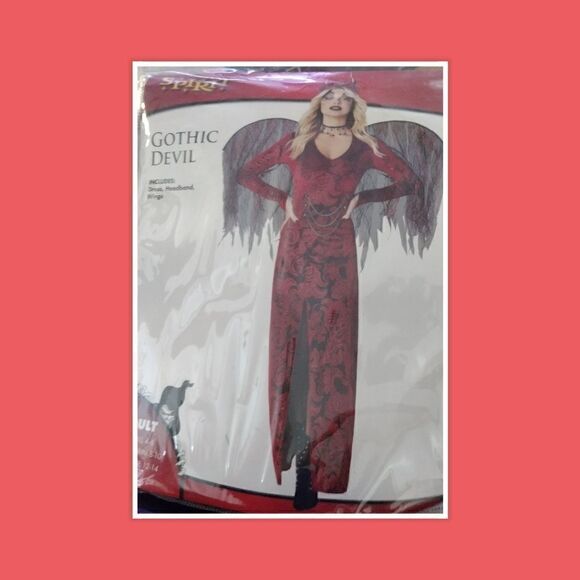 Gothic Devil Costume Size XL. Featuring a sleek red dress along with a matching - Picture 1 of 5